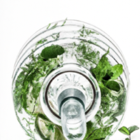 water bottle with herbs and lime