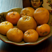 a bowl of oranges 