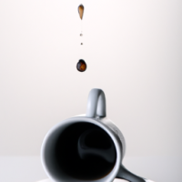 a cup of coffee that wonders curiosity with a drop going into the cup
