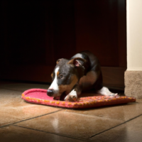 a dog using a licking mat