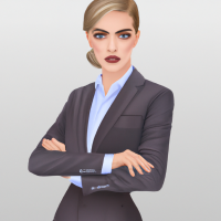 A square portrait professional picture of a 30 year old white female dressed in a business suit.