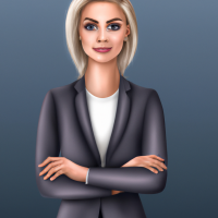 A square portrait professional picture of a 30 year old white female dressed in a business suit.